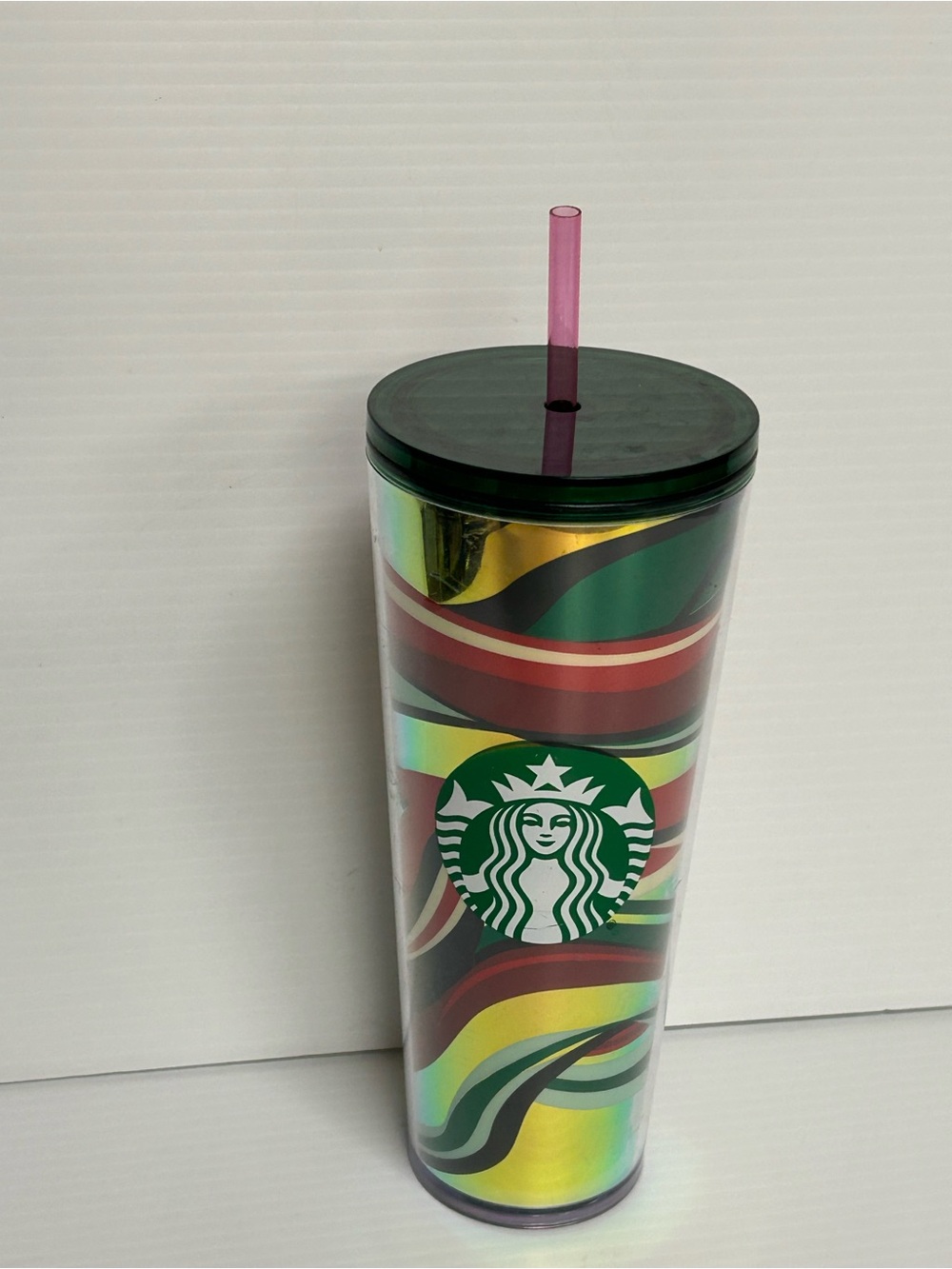 Starbucks Winter Holiday 2021 Multicolored Ribbon Swirl Tumbler 24 Ounce